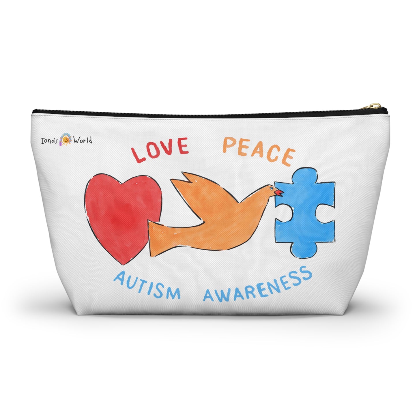 LOVE, PEACE, AUTISM AWARENESS - ACCESSORY POUCH