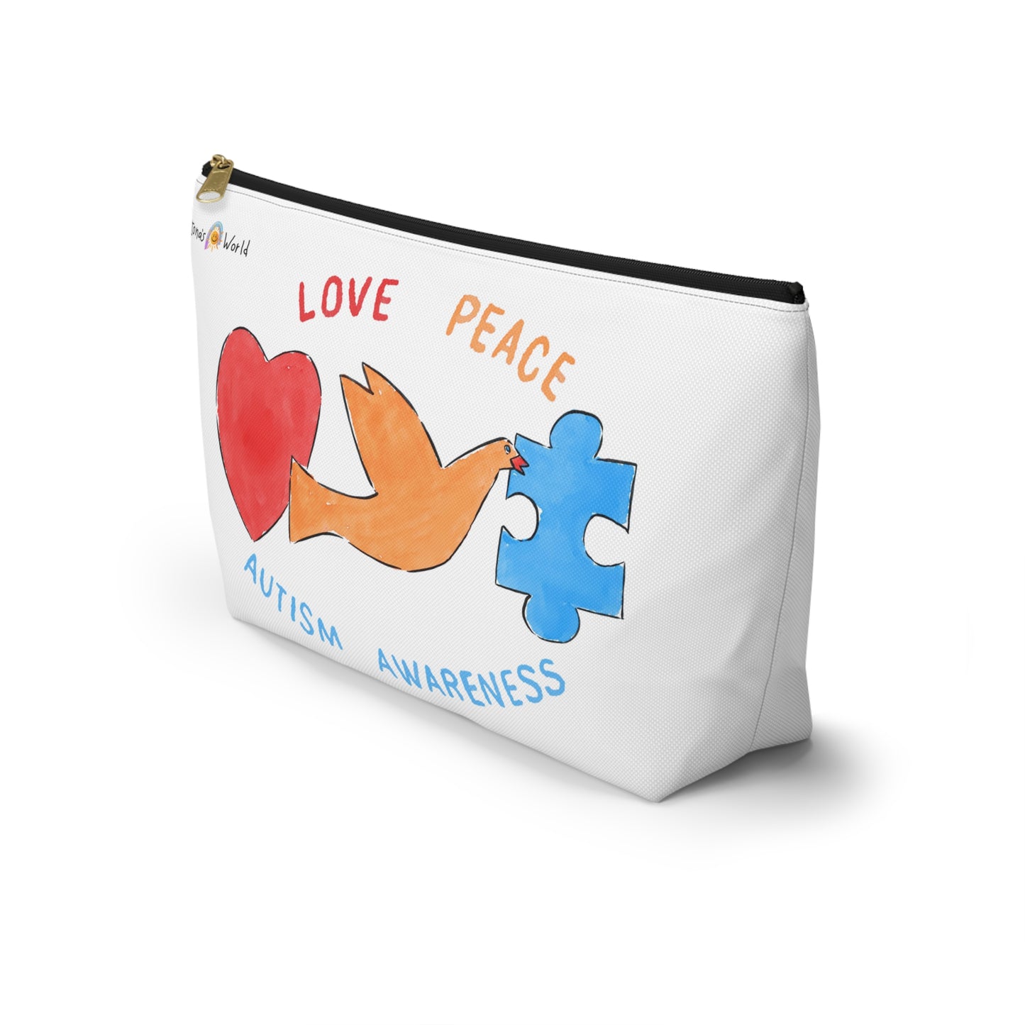 LOVE, PEACE, AUTISM AWARENESS - ACCESSORY POUCH