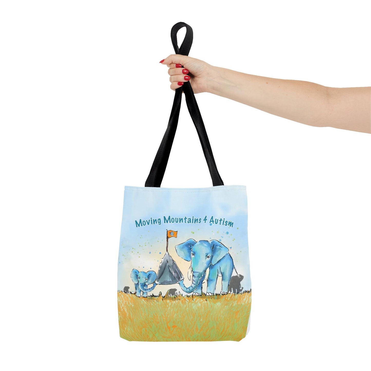 Elephant Moving Mountains 4 Autism Tote Bag Illustrated