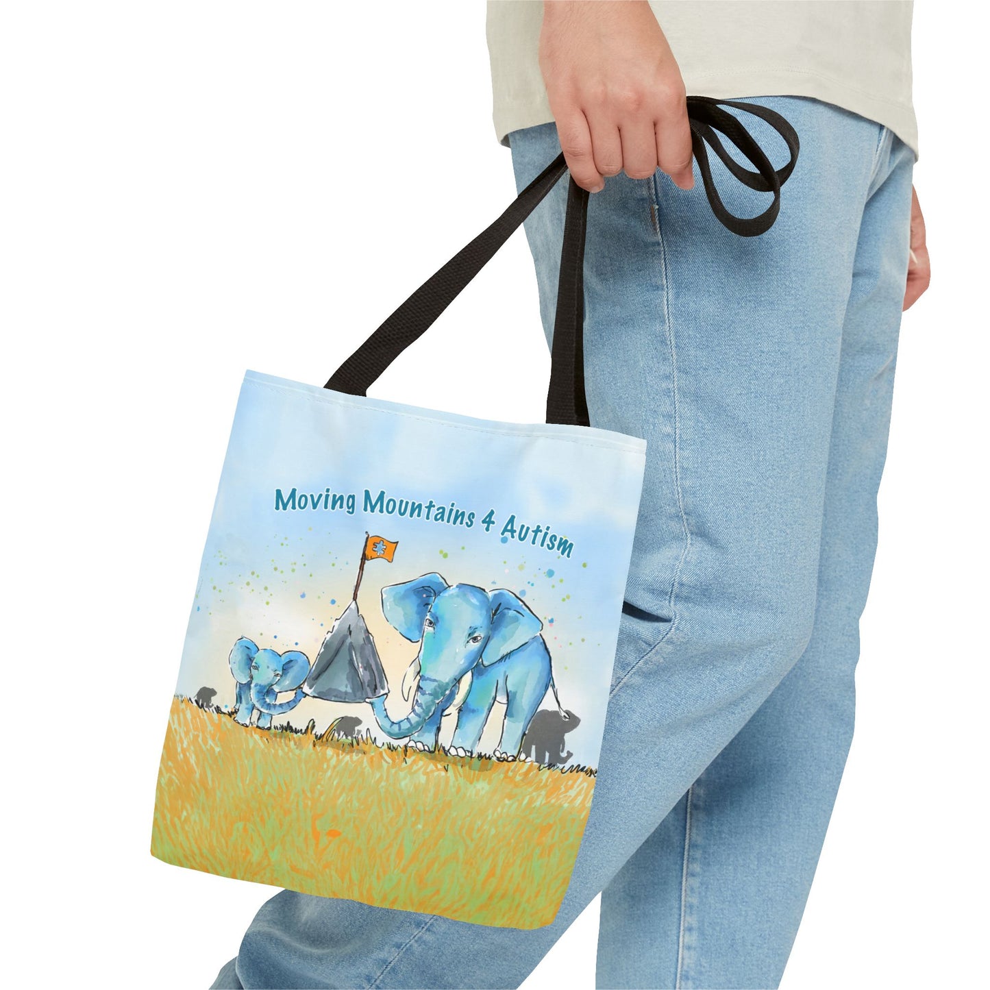 Elephant Moving Mountains 4 Autism Tote Bag Illustrated