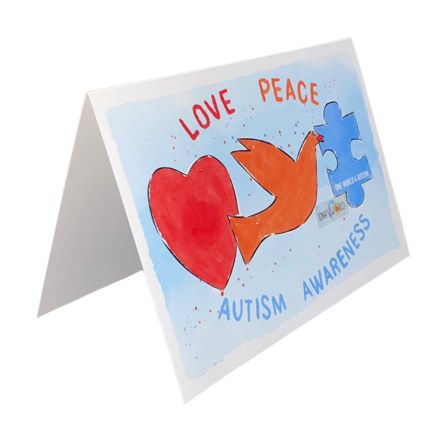 Love, Peace, Autism Awareness - Greeting Card