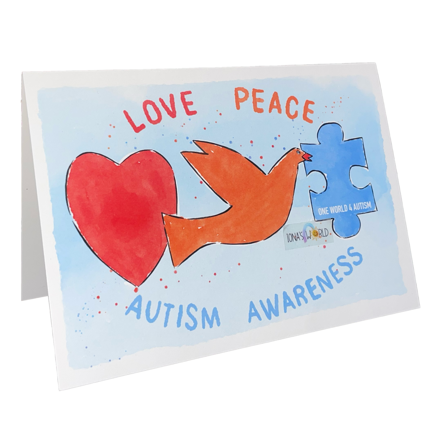 Love, Peace, Autism Awareness - Greeting Card