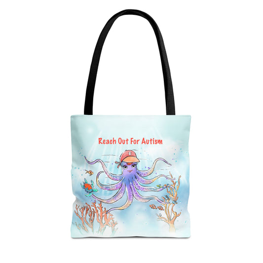 Reach Out For Autism Octopus Illustration Tote Bag 13x13 Totes for Shopping with Everyday Tote Quirky Octopus Tote Biodiversity Tote
