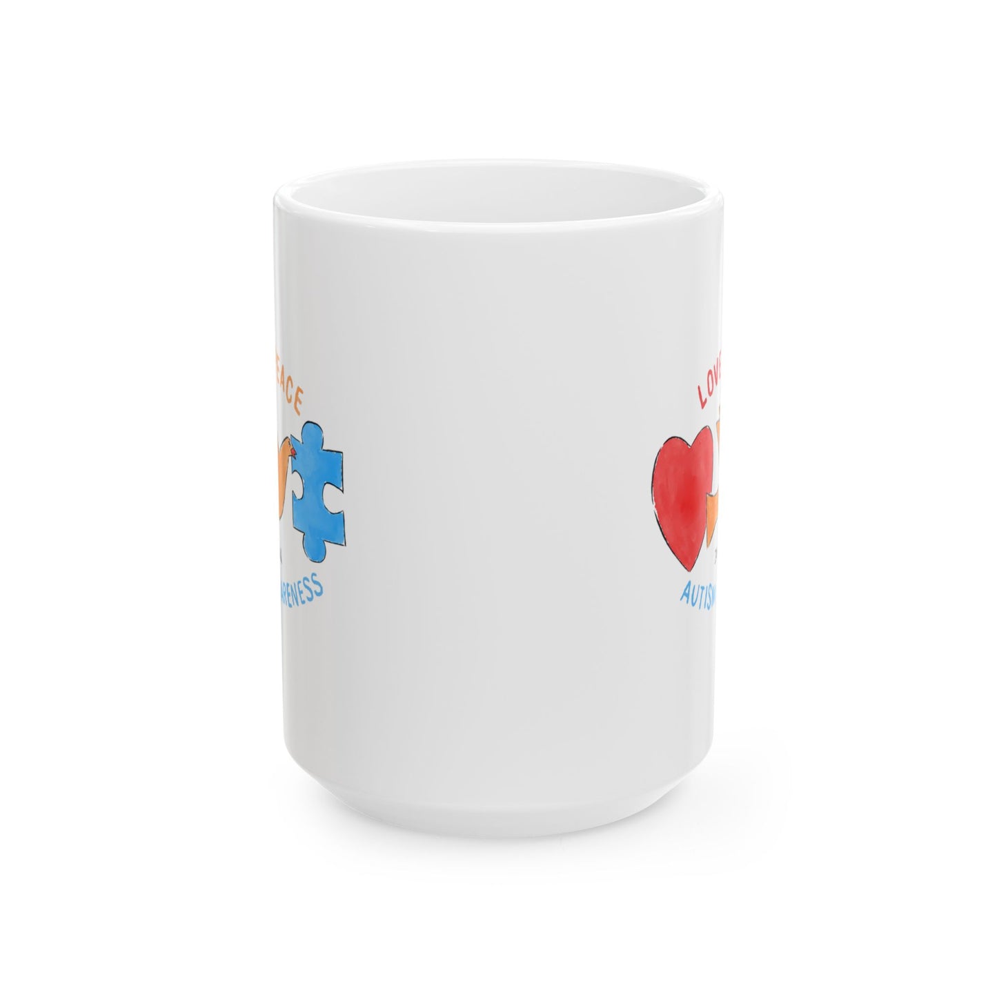 LOVE, PEACE, AUTISM AWARENESS - INSPIRATIONAL MUG