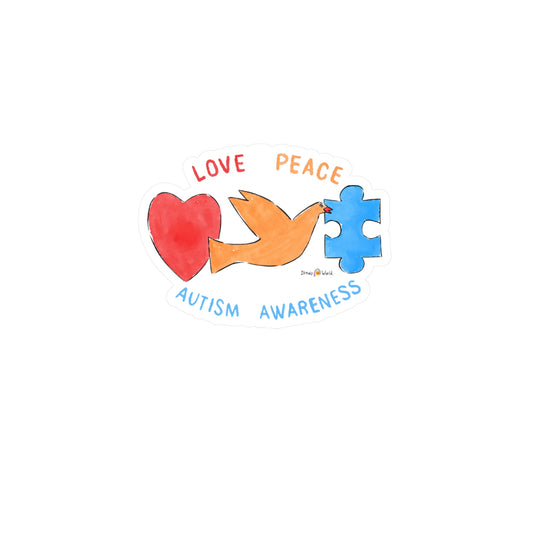 LOVE, PEACE, AUTISM AWARENESS - DECAL